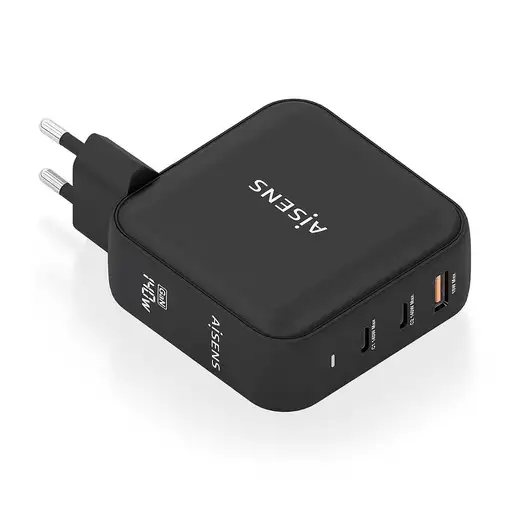 AISENS Cargador GaN 140W, 2xUSB-C PD3.1 QC4.0, 1xUSB-A QC3.0, Negro