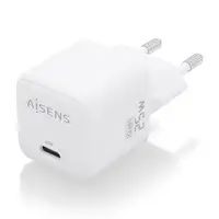 AISENS Cargador GaN 25W, 1xUSB-C PD3.0 QC4.0, Blanco