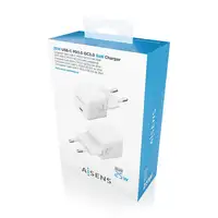 AISENS Cargador GaN 25W, 1xUSB-C PD3.0 QC4.0, Blanco