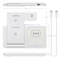 AISENS Cargador Inalambrico USB-C 3 En 1 De 15W Para Movil, Apple Watch, Ariculare