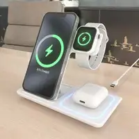 AISENS Cargador Inalambrico USB-C 3 En 1 De 15W Para Movil, Apple Watch, Ariculare