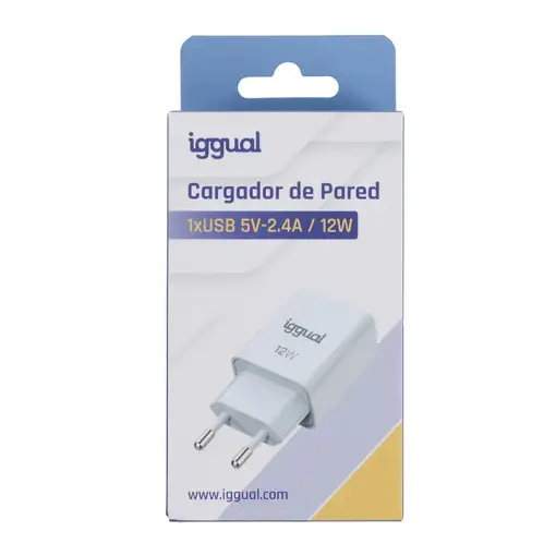 iggual Cargador de pared 1xUSB 5V/2.4A (12W)