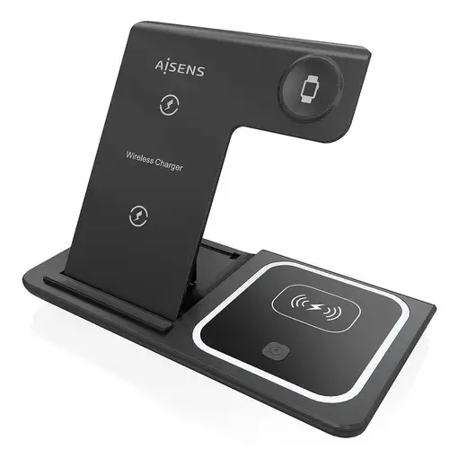 AISENS Cargador Inalambrico USB-C 3 En 1 De 15W Para Movil, Apple Watch, Ariculare