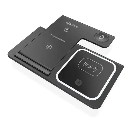 AISENS Cargador Inalambrico USB-C 3 En 1 De 15W Para Movil, Apple Watch, Ariculare