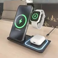 AISENS Cargador Inalambrico USB-C 3 En 1 De 15W Para Movil, Apple Watch, Ariculare