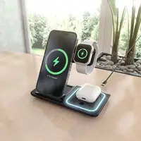 AISENS Cargador Inalambrico USB-C 3 En 1 De 15W Para Movil, Apple Watch, Ariculare