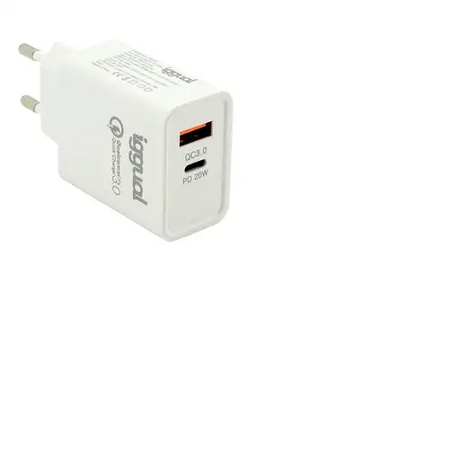 iggual Cargador doble USB QC3.0 + tipo C PD 20W