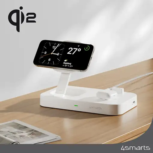 4smarts Qi2 Universal Blanco Corriente alterna Cargador inalámbrico Carga rápida I