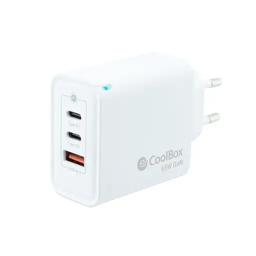 CoolBox CARGADOR GAN 65W USB-C/USB-C/USB-A PARED