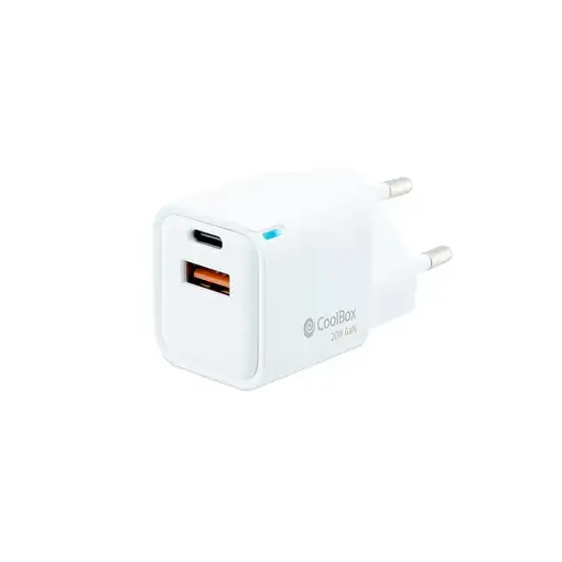 CoolBox CARGADOR GAN 20W USB-C/USB-A PARED