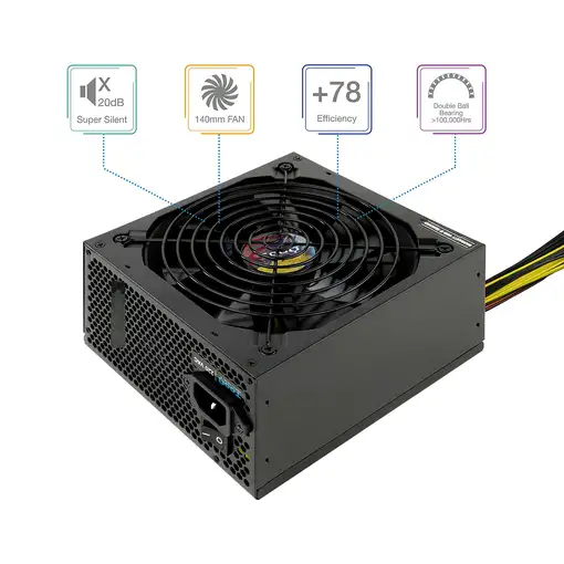 TooQ TQAPOLO-650SP unidad de fuente de alimentación 650 W 20+4 pin ATX ATX Negro