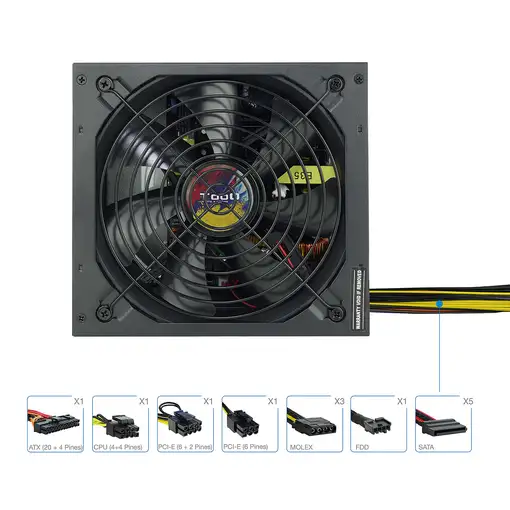TooQ TQAPOLO-650SP unidad de fuente de alimentación 650 W 20+4 pin ATX ATX Negro