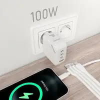 AISENS Cargador GaN 100W, 3xUSB-C PD3.0 QC4.0, 1xUSB-A QC3.0, Blanco