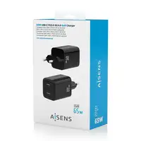 AISENS Cargador Gan 65W, 2xUSB-C PD3.0 QD4.0, Negro