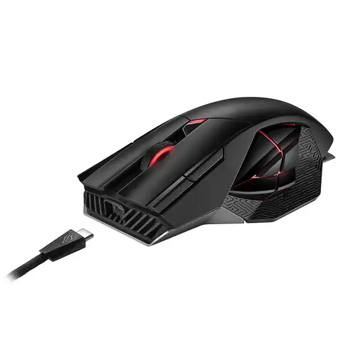 ASUS ROG Spatha X ratón Juego mano derecha RF Wireless + USB Type-C Óptico 19000 D