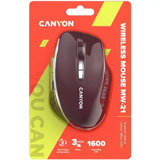 Canyon MW-21 ratón Juego mano derecha RF inalámbrico Óptico 1600 DPI