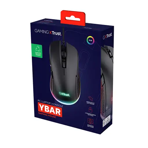 Trust GXT 922 YBAR ratón Juego mano derecha USB tipo A Óptico 7200 DPI