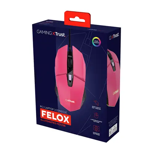 Trust GXT 109P FELOX ratón Juego Ambidextro USB tipo A 6400 DPI