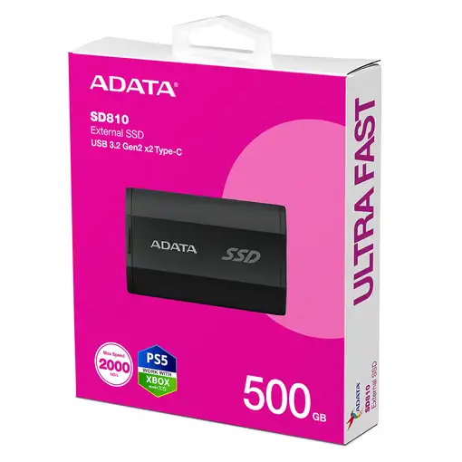 ADATA SD810 500 GB USB Tipo C USB 3.2 Gen 2x2 Negro