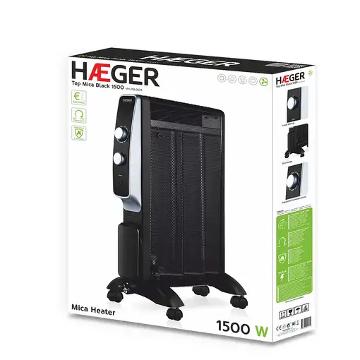 Haeger MH-15B.007A calefactor eléctrico Interior Negro, Acero 1500 W