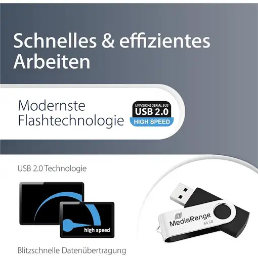 MediaRange 64GB USB 2.0 unidad flash USB USB Type-A / Micro-USB Negro, Plata