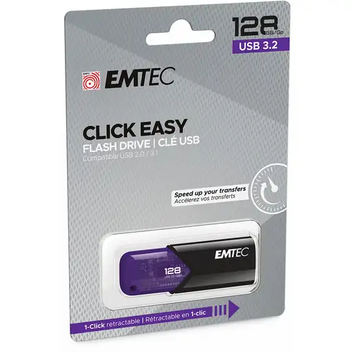Emtec Click Easy unidad flash USB 128 GB USB tipo A 3.2 Gen 1 (3.1 Gen 1) Negro, V