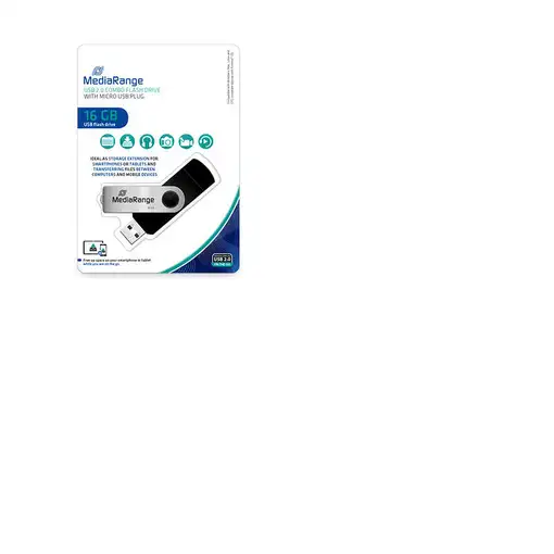 MediaRange MR931-2 unidad flash USB 16 GB USB Type-A / Micro-USB 2.0 Plata, Negro