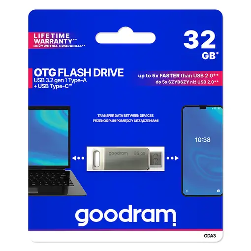 Goodram ODA3 unidad flash USB 32 GB USB Type-A / USB Type-C 3.2 Gen 1 (3.1 Gen 1)