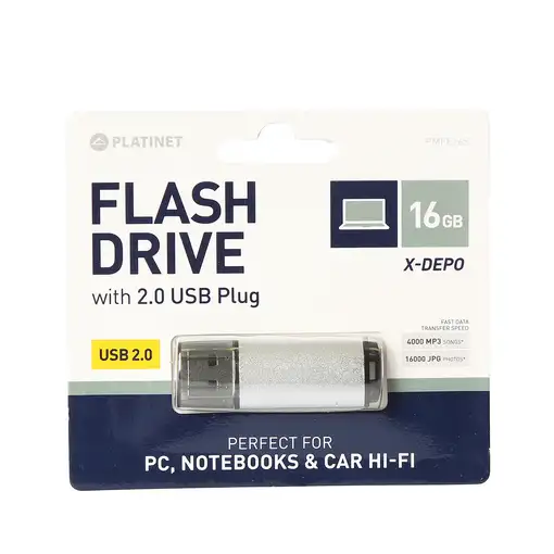Platinet PMFE16S unidad flash USB 16 GB USB tipo A 2.0 Plata