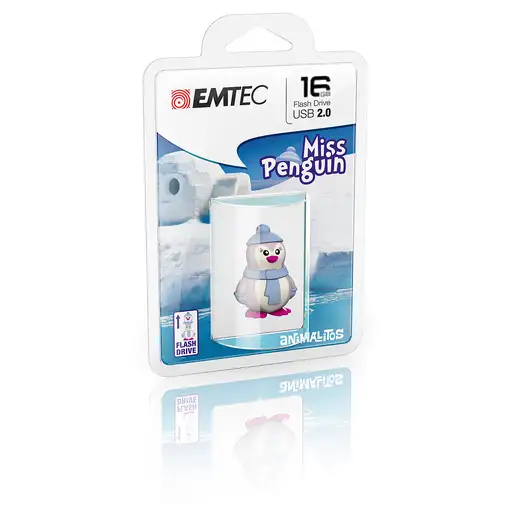 Emtec Miss Penguin unidad flash USB 16 GB USB tipo A 2.0 Azul, Púrpura, Blanco