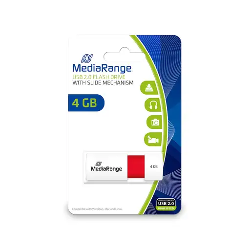 MediaRange MR970 unidad flash USB 4 GB USB tipo A 2.0 Rojo, Blanco