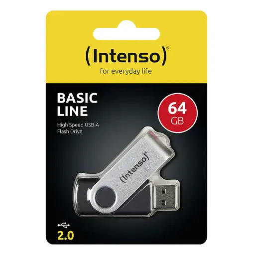Intenso Basic Line unidad flash USB 64 GB USB tipo A 2.0 Negro, Plata