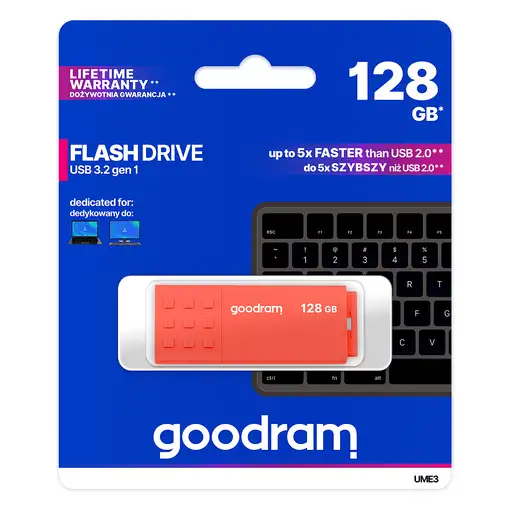 Goodram UME3 unidad flash USB 128 GB USB tipo A 3.2 Gen 1 (3.1 Gen 1) Naranja