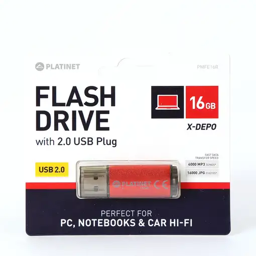 Platinet PMFE16R unidad flash USB 16 GB USB tipo A 2.0 Rojo