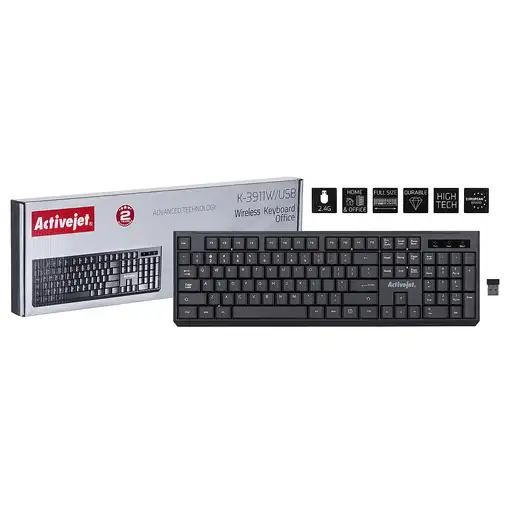 Activejet Teclado inalámbrico K-3911W, alimentado por pilas 1x 1,5V AAA