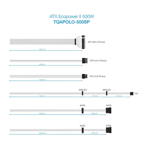 TooQ TQAPOLO-500SP unidad de fuente de alimentación 500 W 20+4 pin ATX ATX Plata