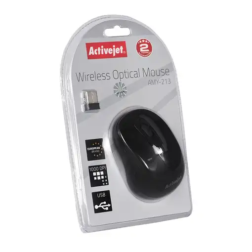 Activejet AMY-213 ratón Oficina Ambidextro RF inalámbrico Óptico 1600 DPI