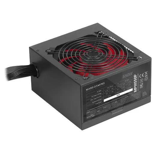 Mars Gaming MPIII550P, Fuente Alimentación PC ATX 550W, 5 Años de Garantía, 85% Ef