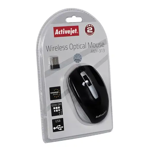 Activejet AMY-313 ratón Oficina Ambidextro RF inalámbrico Óptico 1200 DPI