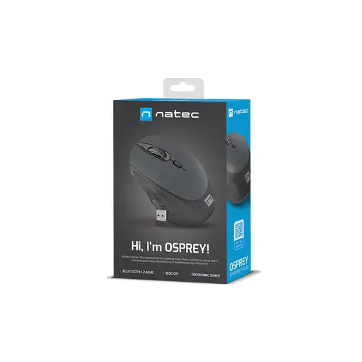NATEC Osprey ratón Oficina mano derecha RF Wireless + Bluetooth Óptico 1600 DPI