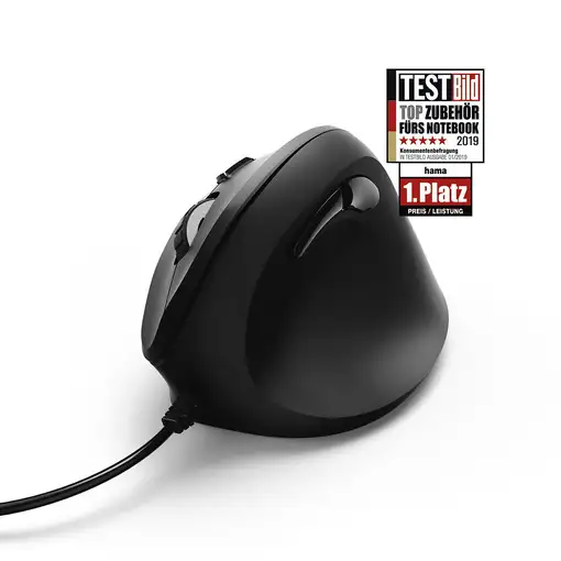 Hama | Ratón EMC-500 con cable, ratón ergonómico, hasta 1800 ppp, 6 botones, color