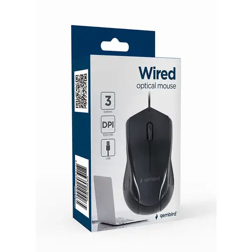 Gembird MUS-3B-02 ratón Oficina Ambidextro USB tipo A Óptico 1000 DPI