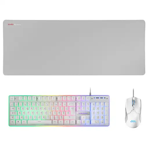 Mars Gaming MCPXWFR, Combo Teclado H-Mech FRGB, Ratón Ultraligero 10000DPI y Alfom