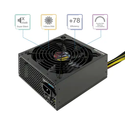 TooQ TQAPOLO-600SP unidad de fuente de alimentación 600 W 20+4 pin ATX ATX Negro