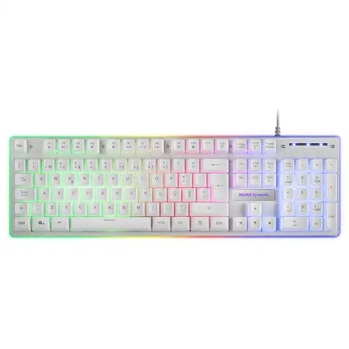 Mars Gaming MCPXWPT, Combo Teclado H-Mech+Ratón Ultraligero+Alfombrilla XXL, Blanc