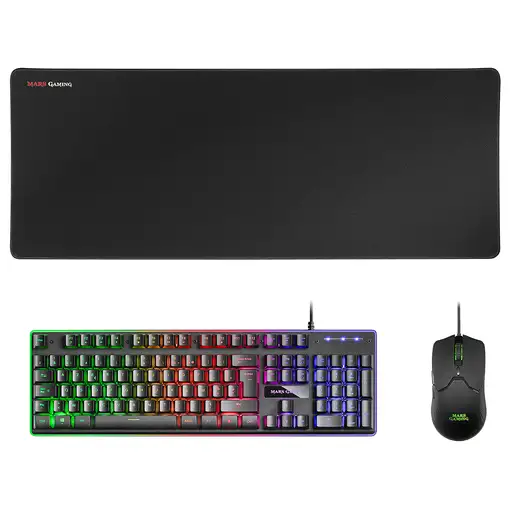 Mars Gaming MCPXBFR, Combo Teclado H-Mech FRGB, Ratón Ultraligero 10000DPI y Alfom