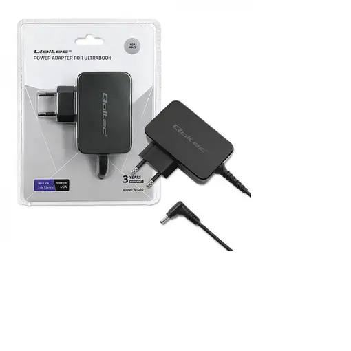 Qoltec 51032 adaptador e inversor de corriente Interior 45 W Negro