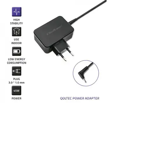 Qoltec 51032 adaptador e inversor de corriente Interior 45 W Negro