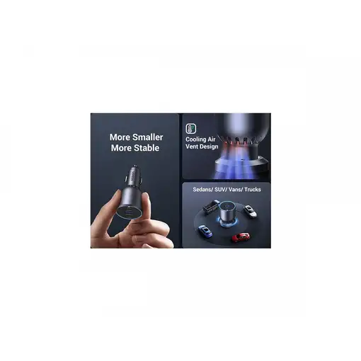 Ugreen 130W 3-Port Fast Car Char gray Auriculares, Ordenador portátil, Teléfono mó