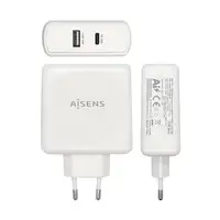 AISENS Cargador 57 W, 1x USB-C PD3.0 45 W, 1x USB-A 5 V / 2.4 A 12 W, Blanco